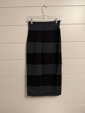 lululemon athletica Black and Charcoal Striped Midi Pencil Skirt